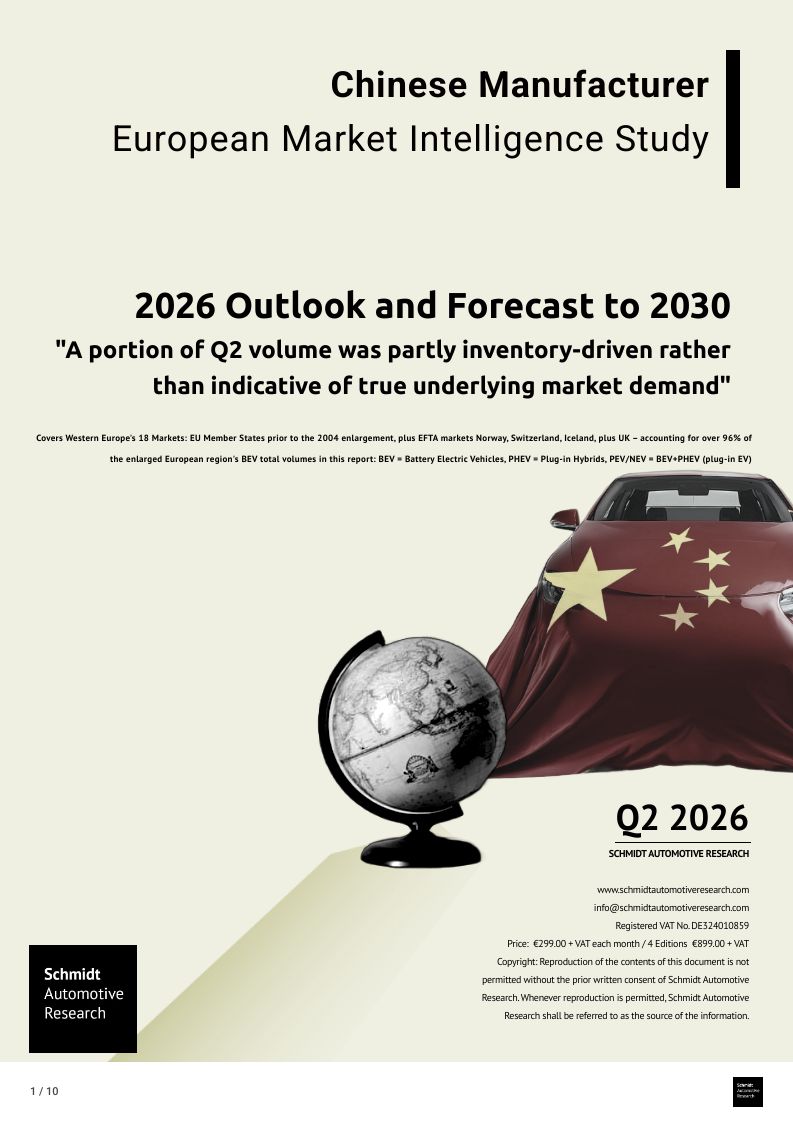 Q2 2026 Quarterly Chinese Passenger Car Manufacturer Performance Study, including a forecast to 2030 for total volumes as well as BEVs-only
