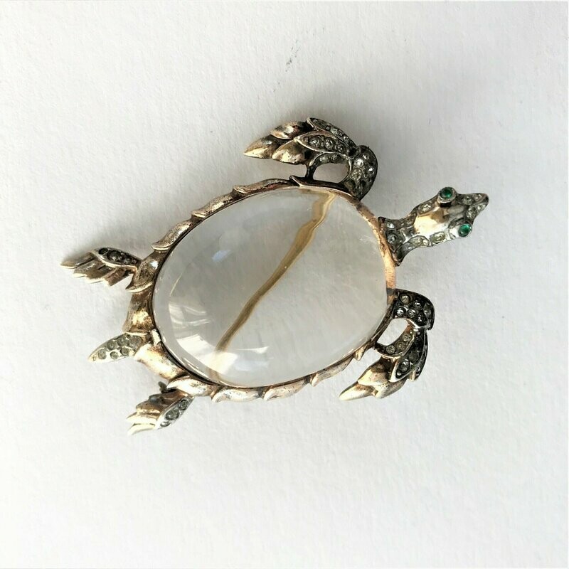 VINTAGE TRIFARI JELLY BELLY TURTLE  Brosche, Sterling 40ger Jahre