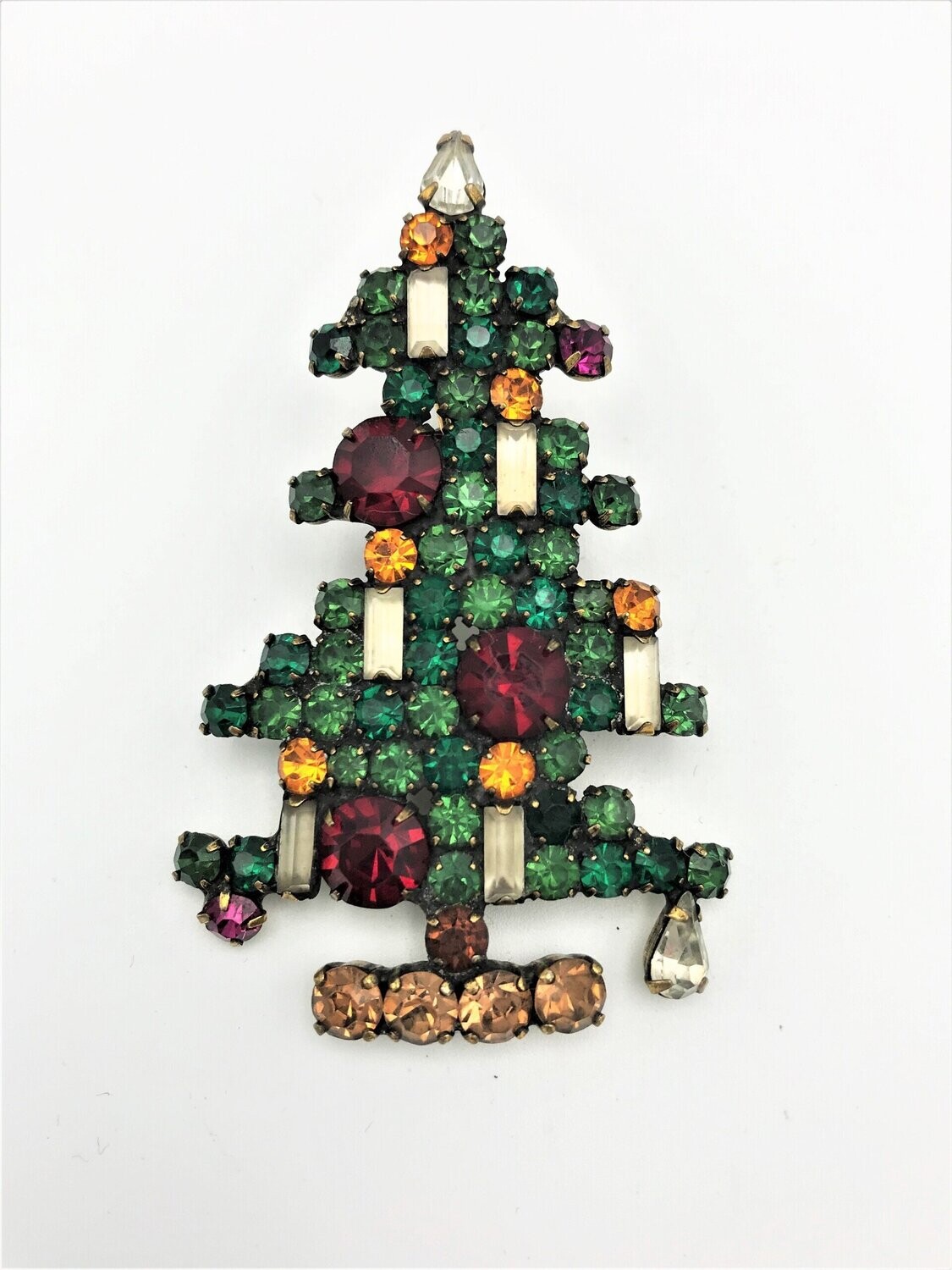 Vintage Xmas tree Brosche sign. Weiss 1940ger Jahre USA
