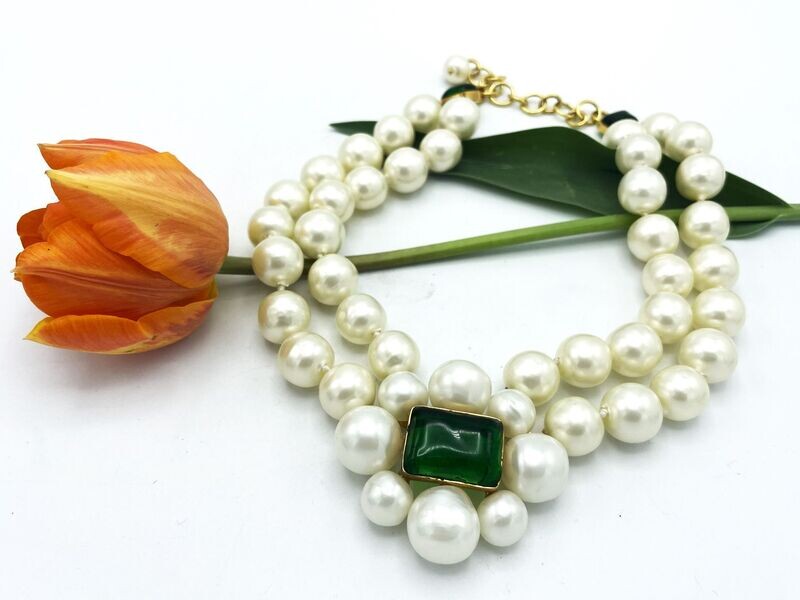 VINTAGE CHANEL Perlen COLLIER  sign. 97A - 1997 Herbst mit Gripoix
