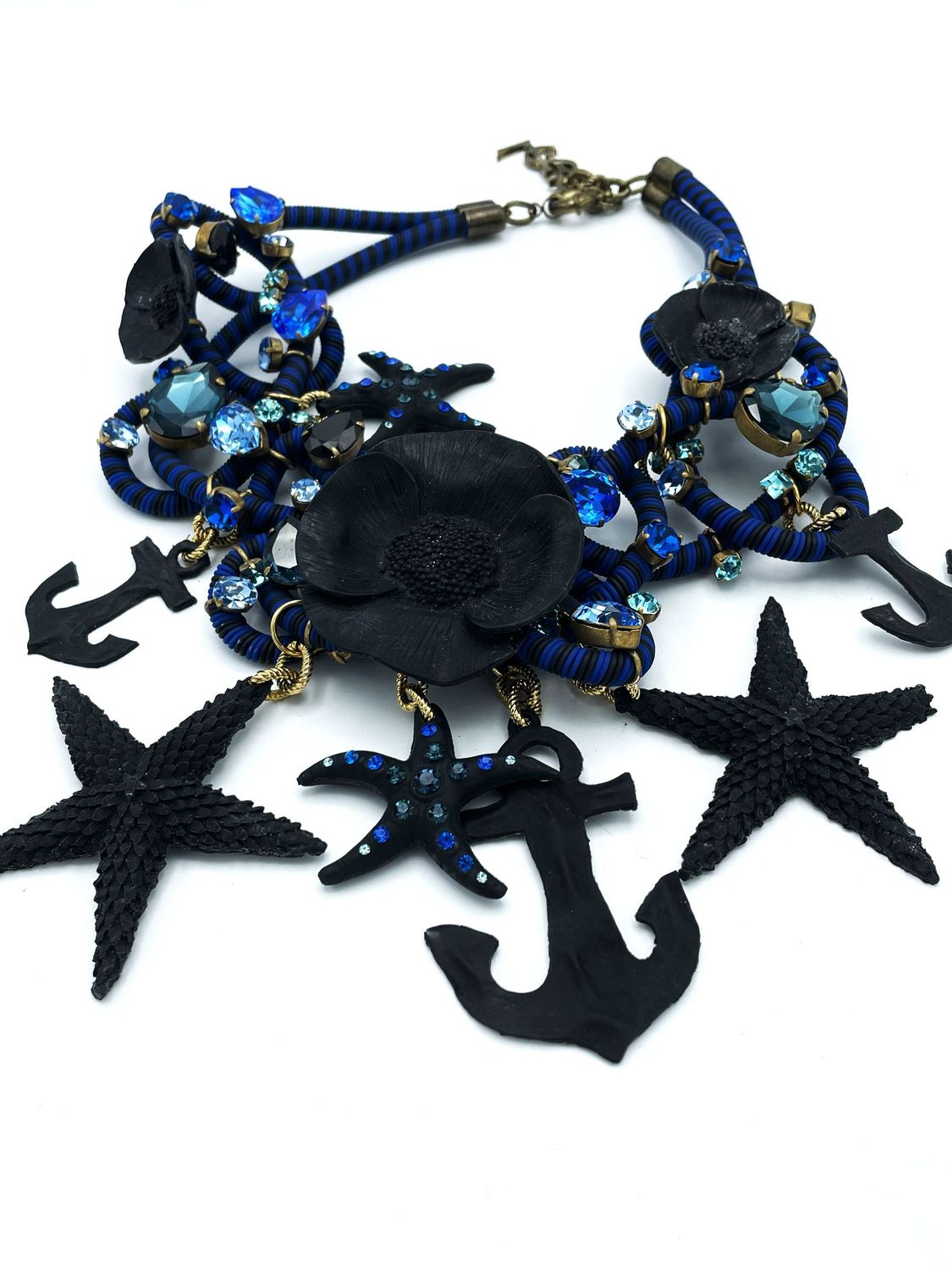 YVES SAINT LAURENT PARIS, Collier ca. 1990, marine blau