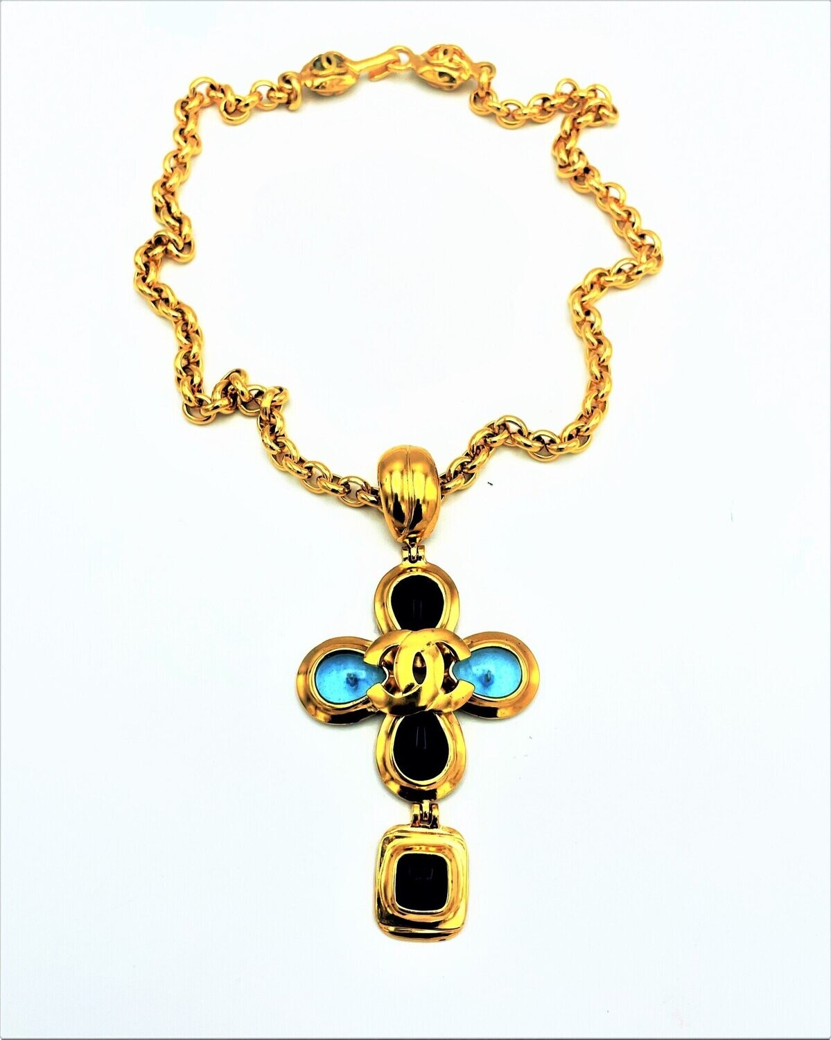 VINTAGE CHANEL KETTE MIT KREUZ ANHÄNGER SIGNIERT 97 A - 1997