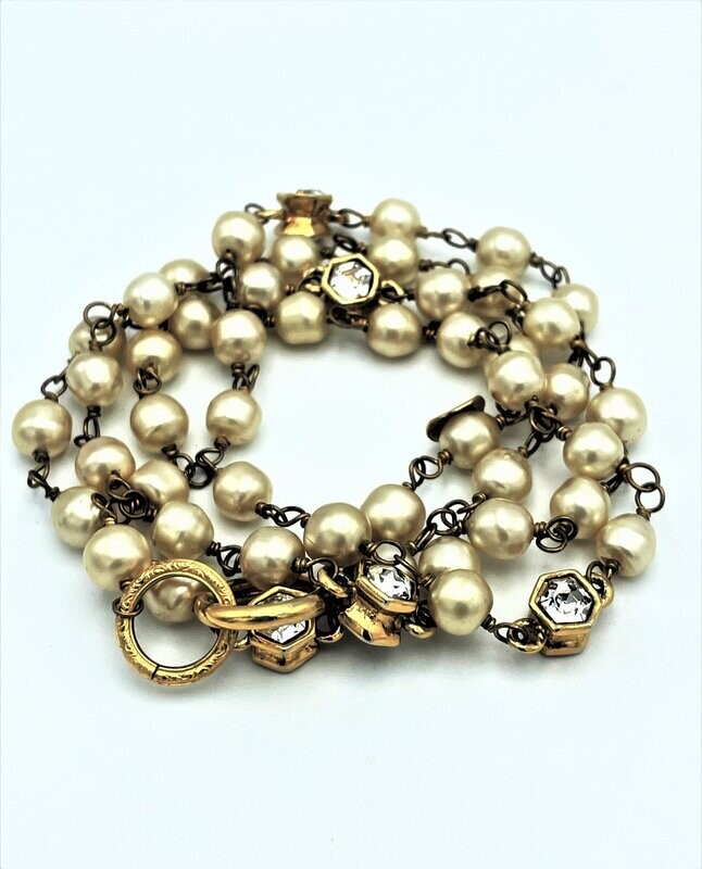 Vintage Chanel Kette, falsche Perlen und Strass Ornamente,1970/80ger Jahre Vintage Chanel Kette, falsche Perlen und Strass Ornamente,1970/80ger Jahre
