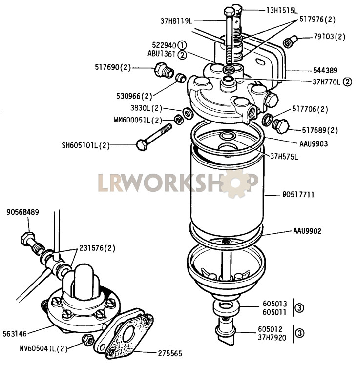 Junta cono oliva, filtro combustible Land Rover serie II, III REF 530966