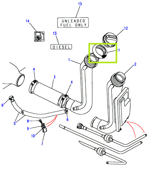 junta tubo deposito Land Rover Defender, Discovery 1 y 2, Range Rover clasic