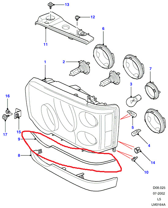 JUNTA FALDILLA FARO LAND ROVER DISCOVERY 2 REF DHH500050