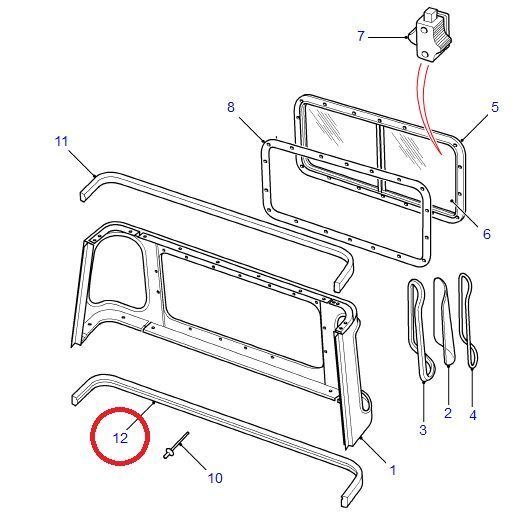 Goma junta debajo mamparo trasero Land Rover Defender pickup REF 333486