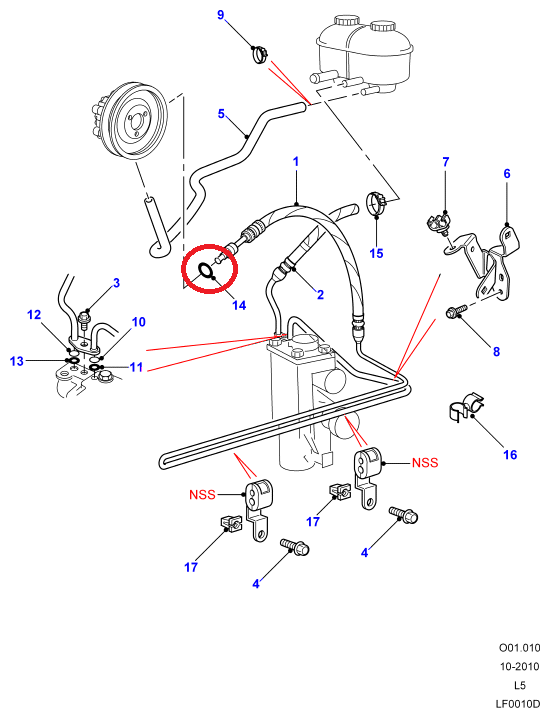 Junta torica bomba direccion Land Rover Discovery TD5 REF qyx100260