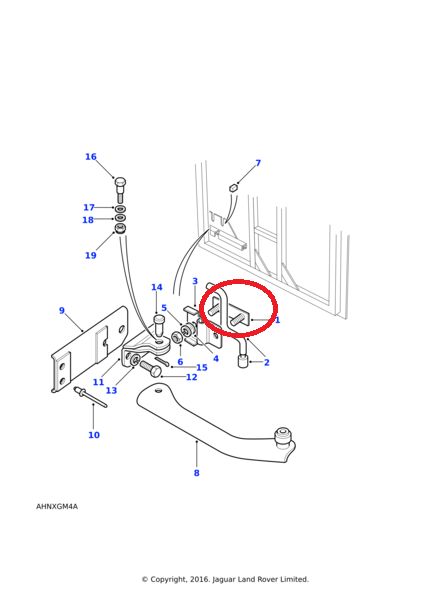 Chapa soporte limitador  apertura de porton LR Defender  ref. BFU710200