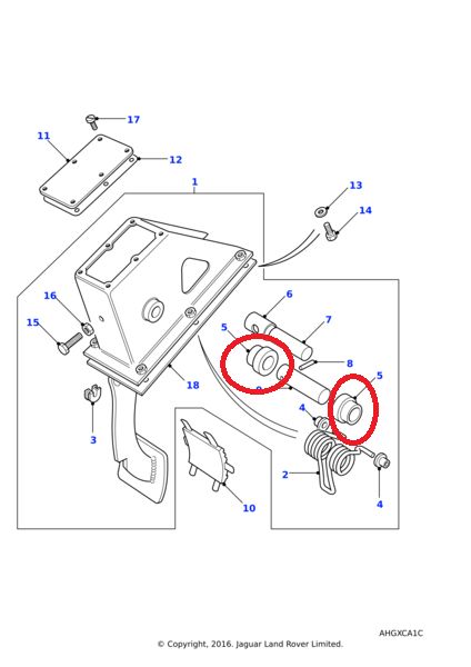 Casquillo eje pedal embrague Land Rover Defender REF 272714