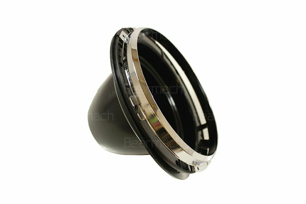 Carcasa de faro con bisel plateado, Land Rover Defender , Santana y Range Rover Classic. REF BA 051