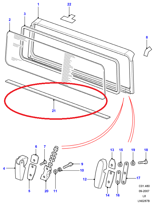 Junta bajo marco parabrisas LAND ROVER DEFENDER REF lr055345 Junta bajo marco parabrisas LAND ROVER DEFENDER REF lr055345
