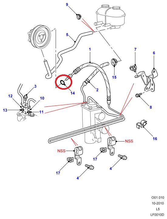 Junta torica bomba direccion Land Rover Discovery TD5 REF qyx100260