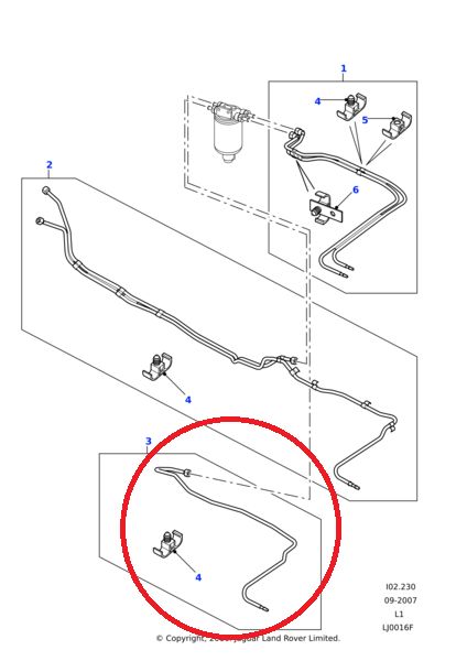 Tubo gasoil  deposito-filtro Land Rover defender td5 90  ref. wjp107900