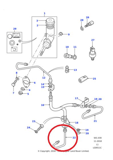 Tubo metalico de bombin EMBRAGUE DEFENDER  V8   REF 577643