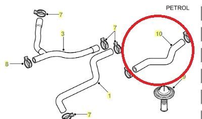 Manguito calefacción  Range Rover P38  V8  4.6  año (1996-2002). REF PCH118830