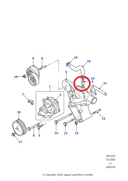 Racor metálico carcasa bomba agua Land Rover 300tdi ref. PEP102841
