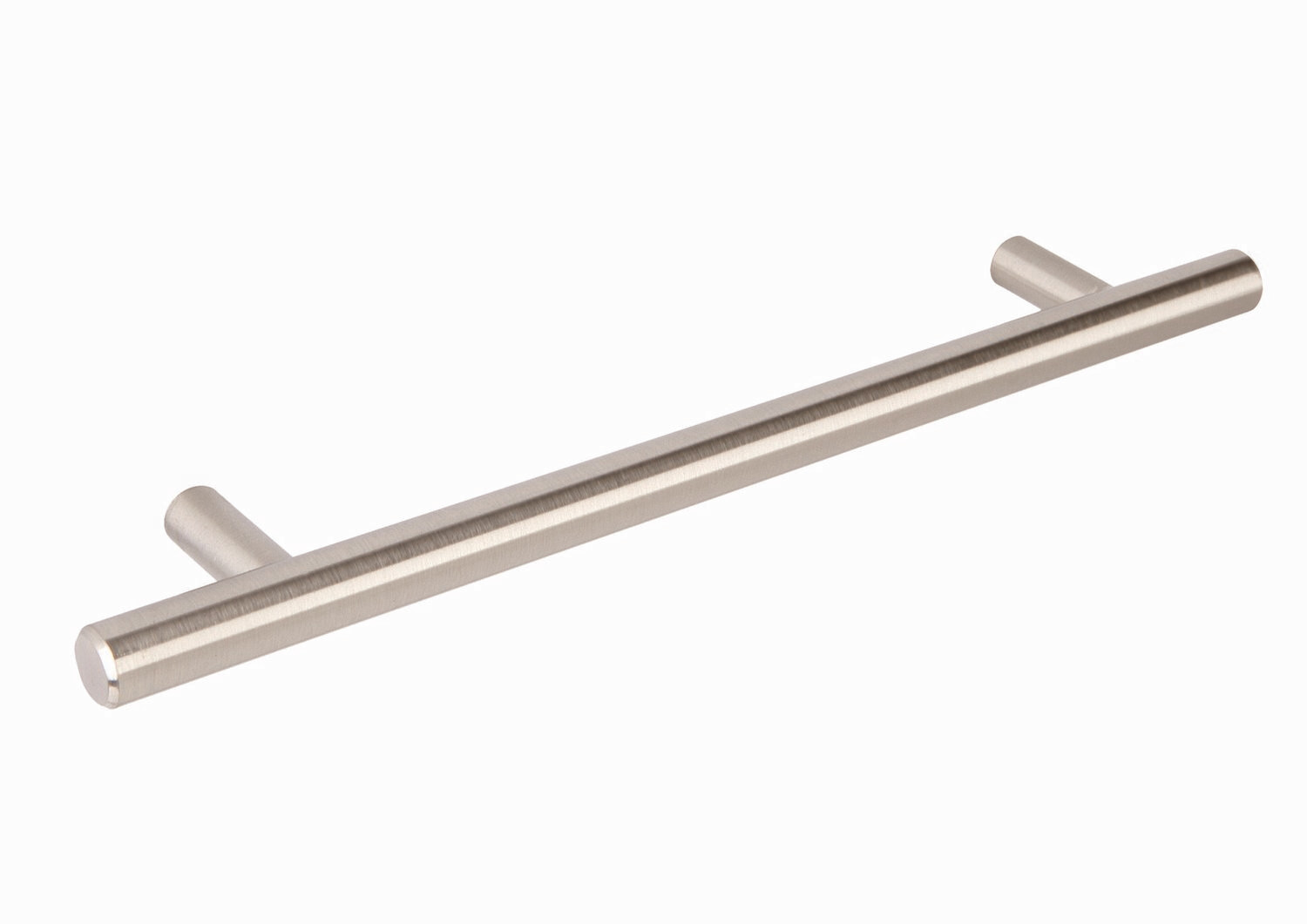 Flat end T bar handle, Brushed steel