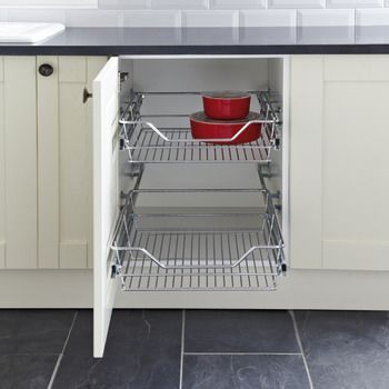 300 Pull Out Storage Basket Set, Chrome Linear Wire Baskets