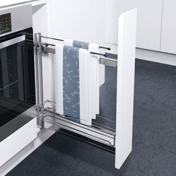 Storage Basket Set, with Towel Holder, 90°, Width 100 mm, Vauth-Sagel VS SUB Slim for 150mm unit