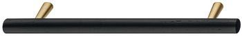 Bar Handle, Wood, Fixing Centres 160 mm, Tilaa Handle with base, wood, Ash black stained / Brushed brass-plated, Length: 218 mm