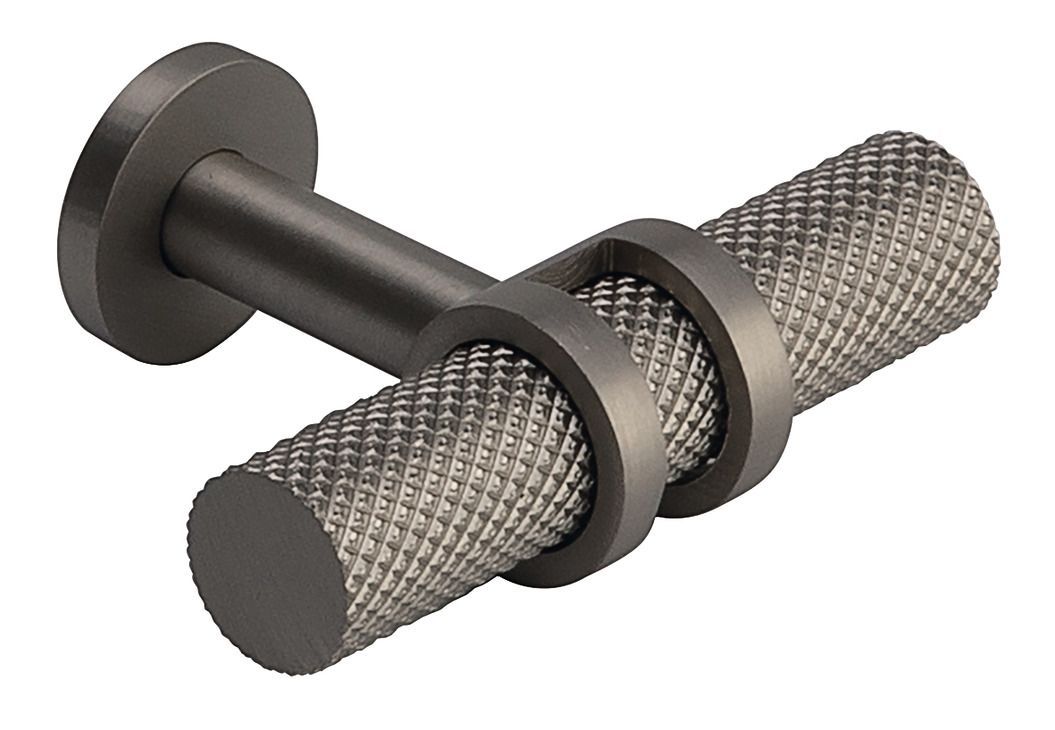 Double Ringed T Knob, Iron, Ø18 mm, Barchester Satin nickel
