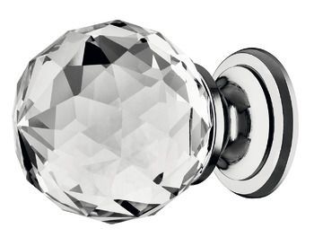 Knob, Glass with Brass Base,  35 mm, Harley Polished chrome, Ø 35 mm