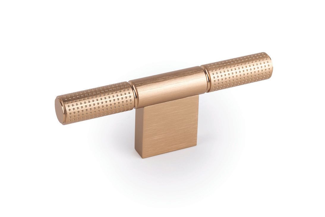 T Knob, Aluminum, Point Brushed brass cava