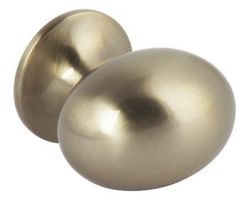 Knob, Zinc Alloy, Ø 25 mm, Oval Stainless steel effect