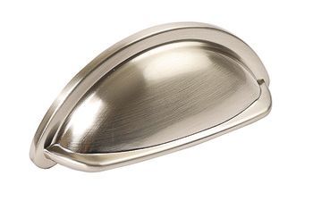 Cup Pull Handle, Zinc Alloy, Fixing Centres 76 mm, Ariel Brushed nickel