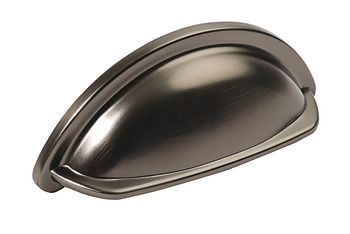 Cup Pull Handle, Zinc Alloy, Fixing Centres 76 mm, Ariel Pewter effect