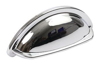 Cup Pull Handle, Zinc Alloy, Fixing Centres 76 mm, Ariel Polished chrome