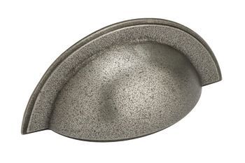 Cup Pull Handle, Cast Iron, Fixing Centre 64 mm, Bevera Natural Iron