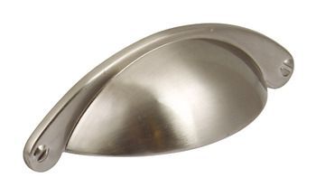 Cup Pull Handle, Zinc Alloy, Fixing Centres 64 mm, Knightsbridge Stainless steel effect