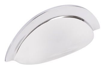 Cup Pull Handle, Brass, Fixing Centres 64 mm, Jude Polished nickel