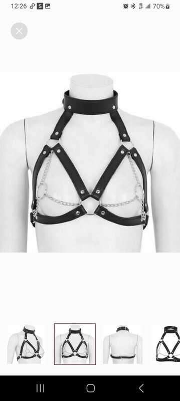BDSM  Bondage Harness Bra With Chains &amp; O-rings (OSFM)