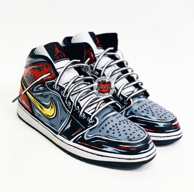 Cartoon Jordan 1 Mid (Red Black Gray)