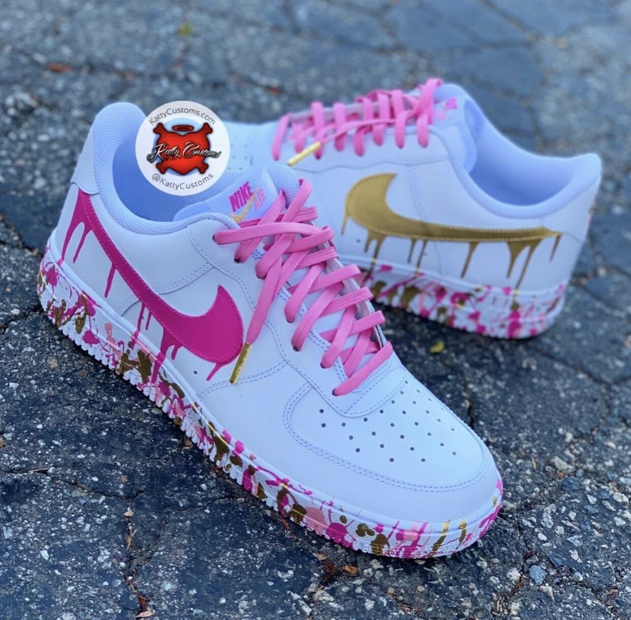 Pink & Gold Drip AF1 Low