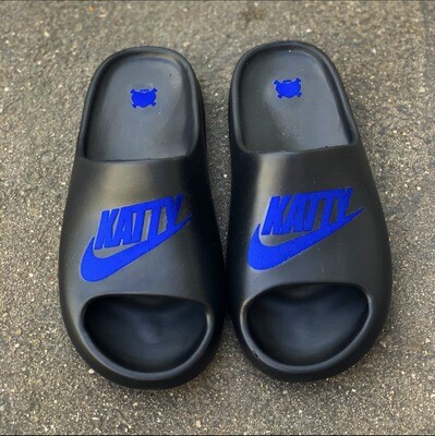 Blueberry/ Black Katty Slides