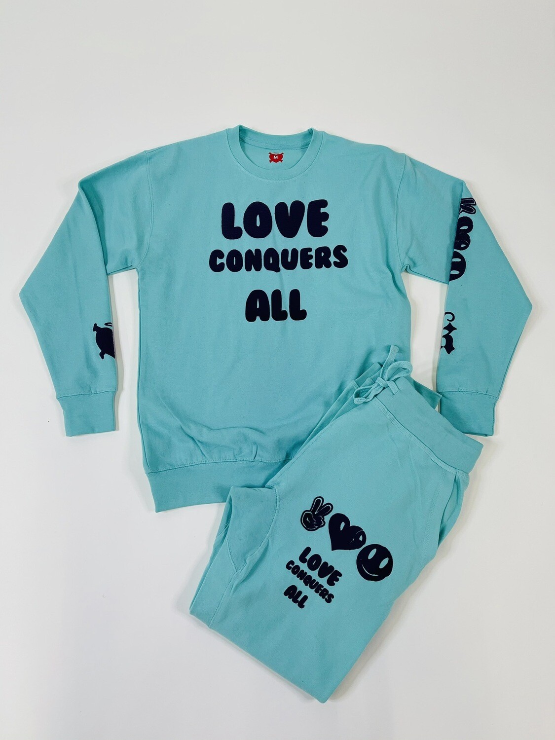 Celadon & Navy Blue Love Conquers All Jogger Sweatsuit