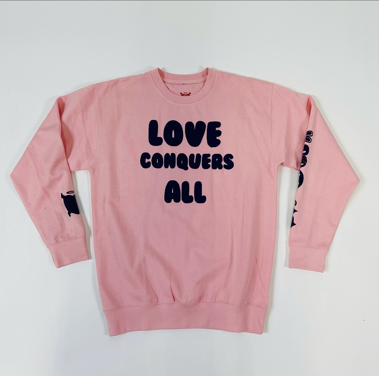 Pink & Purple “Love Conquers All” Crewneck Sweater