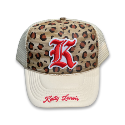 Ivory/ Red Leopard Trucker Hat