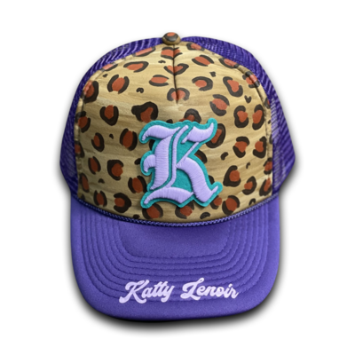Purple/ Lilac Leopard Trucker Hat