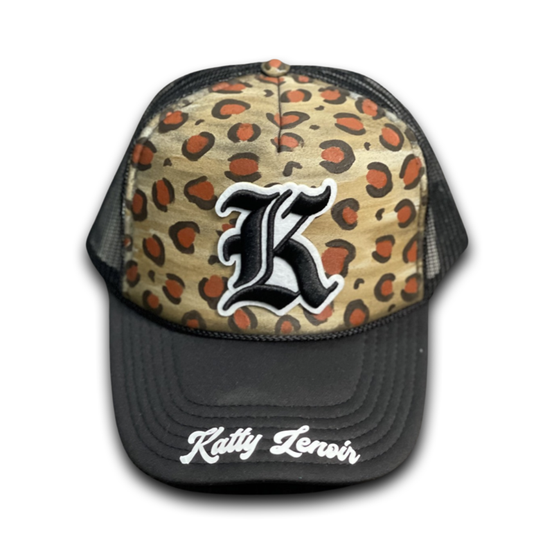 Black/ White Leopard Trucker Hat