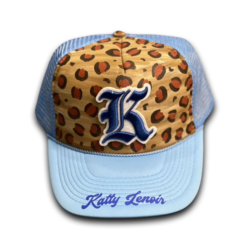Baby Blue/ Royal Blue Leopard Trucker Hat