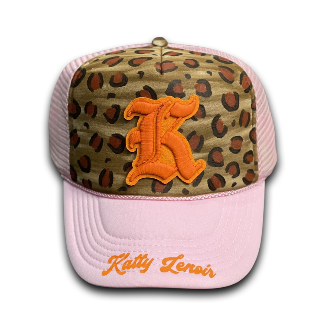 Pink/ Orange Leopard Trucker Hat