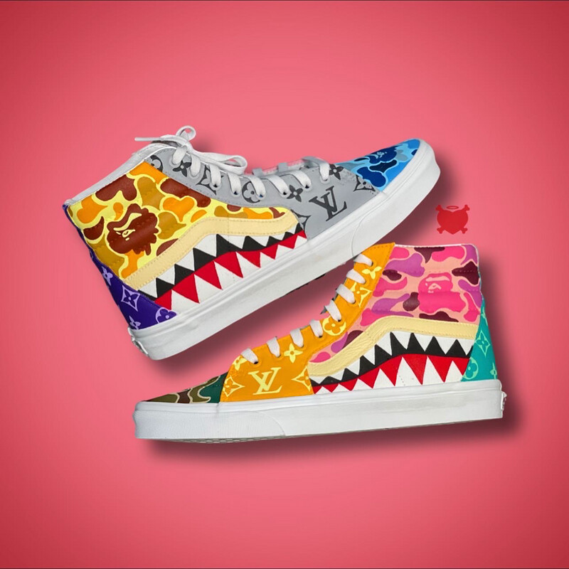 Colorful LV & Bape Vans Sk8 Hi