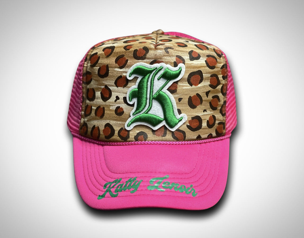 Hot Pink/ Green Leopard Trucker Hat
