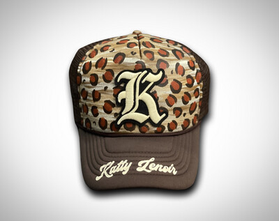 Brown/ Cream Leopard Trucker Hat
