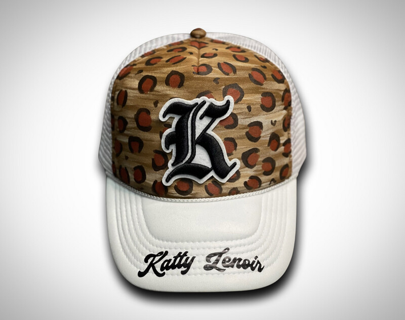 White/ Black Leopard Trucker Hat